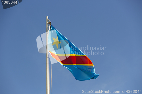 Image of National flag of Congo on a flagpole