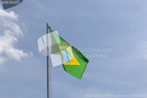 Image of National flag of Brazil on a flagpole