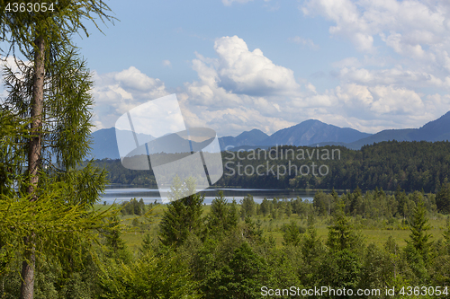 Image of Nature landscape with mountain panorma at Staffelsee, Bavaria, G