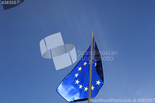 Image of Flag of European Union on a flagpole