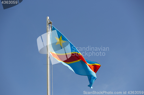 Image of National flag of Congo on a flagpole