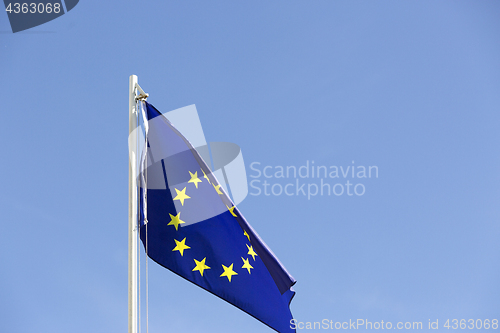 Image of Flag of European Union on a flagpole