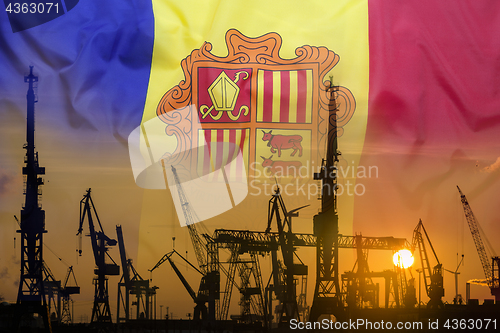 Image of Industrial concept with Andorra flag at sunset