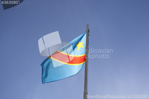 Image of National flag of Congo on a flagpole