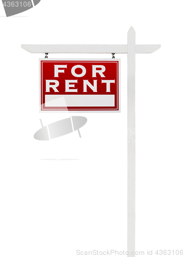 Image of Left Facing For Rent Real Estate Sign Isolated on a White Backgo