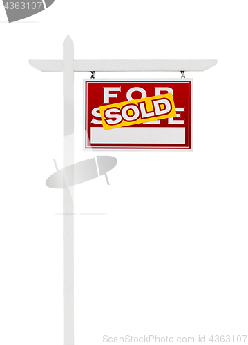 Image of Right Facing Sold For Sale Real Estate Sign Isolated on a White 