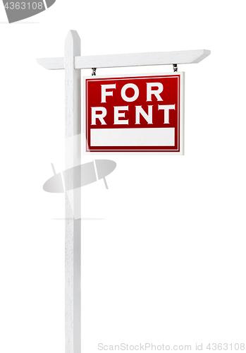 Image of Right Facing For Rent Real Estate Sign Isolated on a White Backg