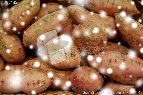 Image of close up of sweet potatoes in basket