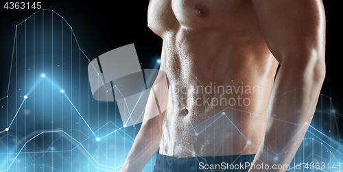 Image of close up of man or bodybuilder with bare torso