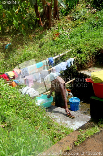 Image of Caribbean wash day outside.