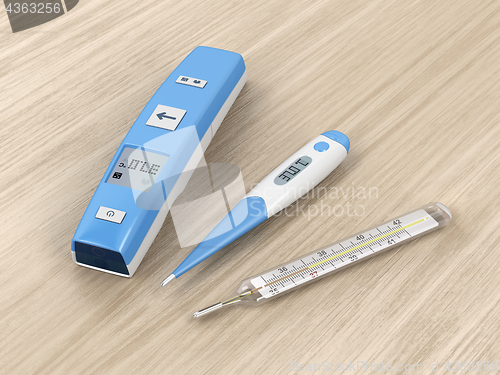 Image of Different types of medical thermometers