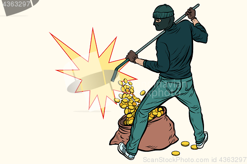 Image of thief with bag of money