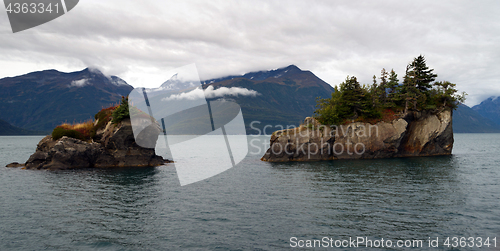 Image of Rock Buttes Open Water Winter Ocean Alaska Resurrection Bay