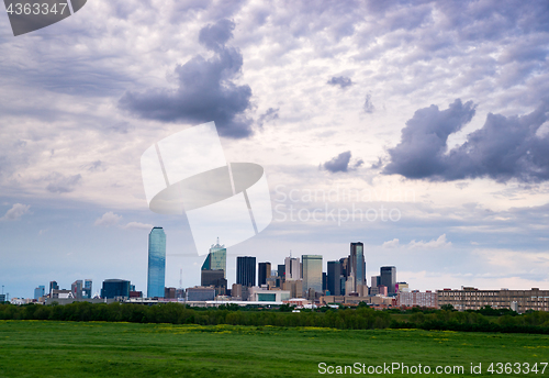 Image of Dramatic Sky Over Downtown Houston Texas City Skyline