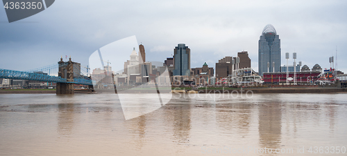 Image of Muddy Ohio River Flows By After Storm Cincinnati Waterfront