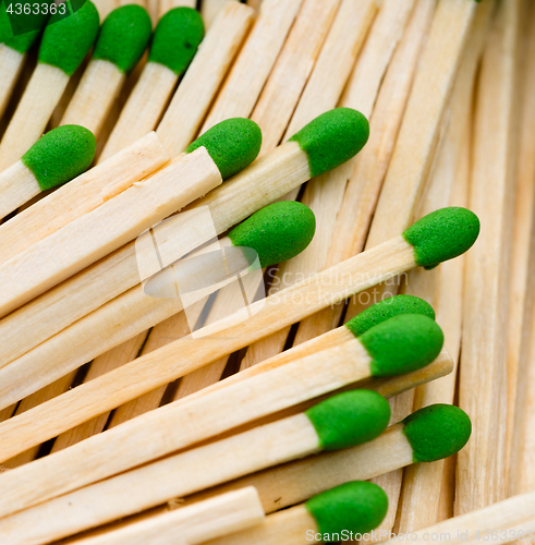 Image of Group Wood Stalk Green Tip Match In Box Matchsticks