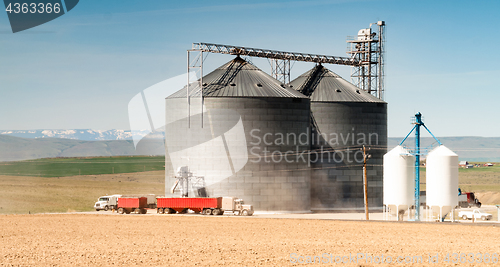 Image of Silo Grain Elevator Food Storage Agriculture Industry Truck Tran