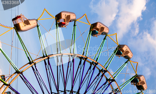 Image of State Fair Carnival Amusment Ride Blue Sky