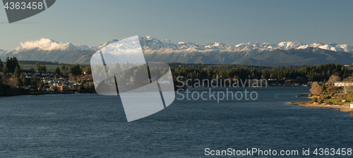 Image of Olympic Mountains Puget Sound Bremerton Washington 