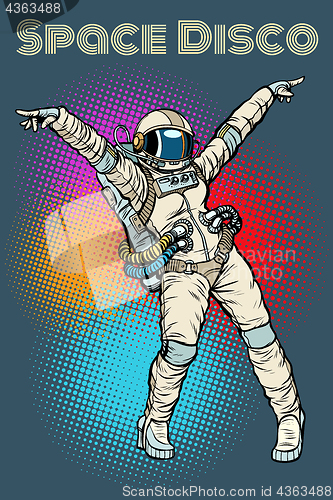 Image of female astronaut dancing disco