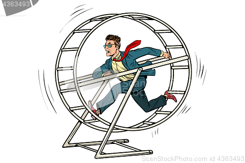 Image of businessman in a squirrel wheel