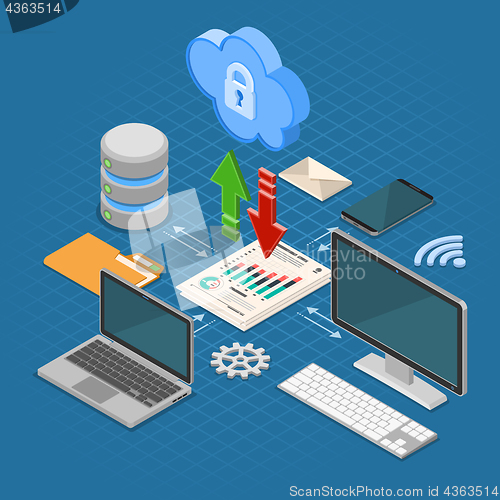 Image of Cloud Computing Technology Isometric