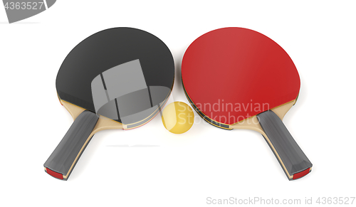 Image of Table tennis rackets and a ball