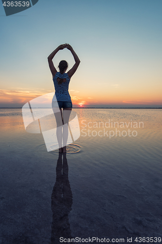 Image of Beauty sunset on salty lake