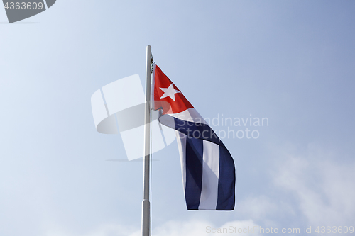 Image of National flag of Cuba on a flagpole