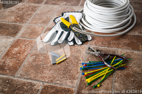 Image of Tools for electrical installation, close-up