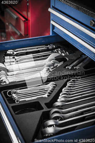 Image of Toolbox in the workshop, close-up