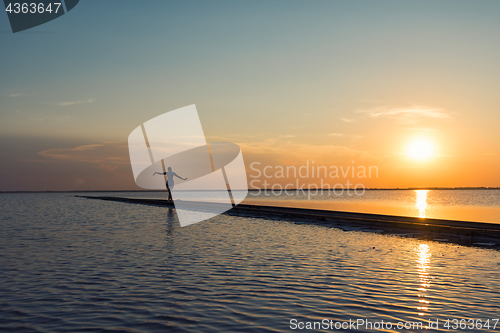 Image of Beauty sunset on salty lake