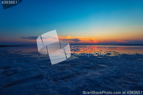 Image of Beauty sunset on salty lake