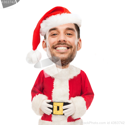 Image of smiling man in santa claus costume