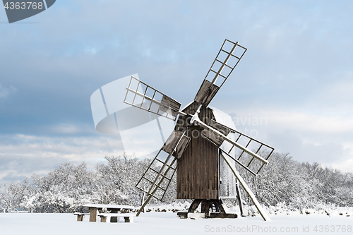 Image of Snowy windmill view