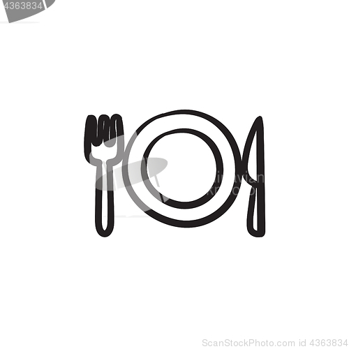 Image of Plate with cutlery sketch icon.