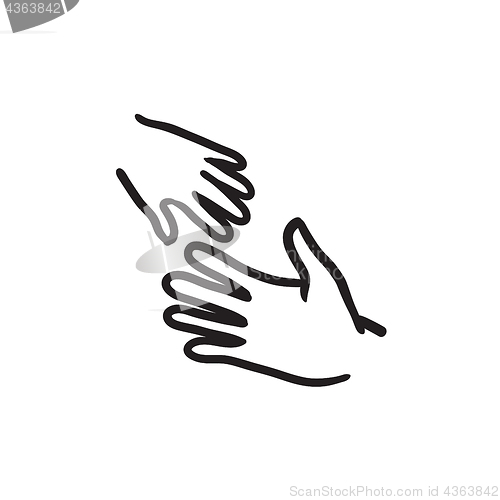 Image of Hands of parent and child sketch icon.
