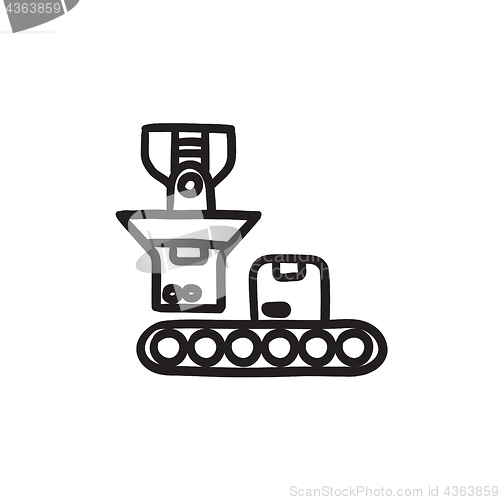 Image of Robotic packaging sketch icon.