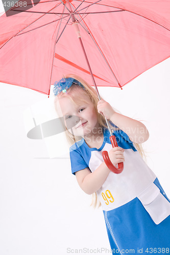 Image of Portrait of a cute girl with umbrella