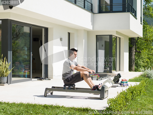 Image of man doing morning exercises