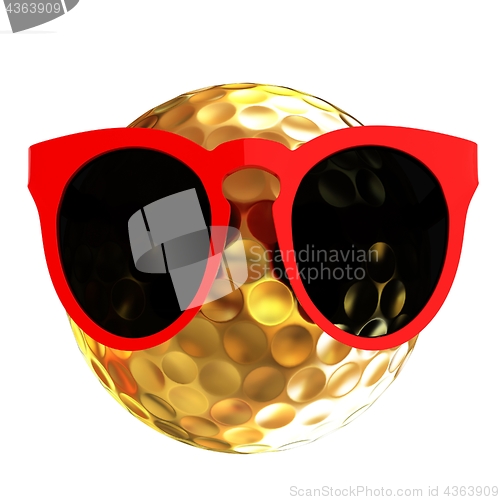 Image of Golf Ball With Sunglasses. 3d illustration