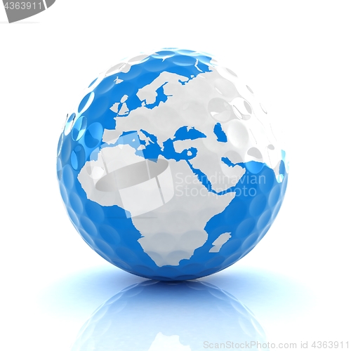 Image of Conceptual 3d illustration. Golf ball world globe