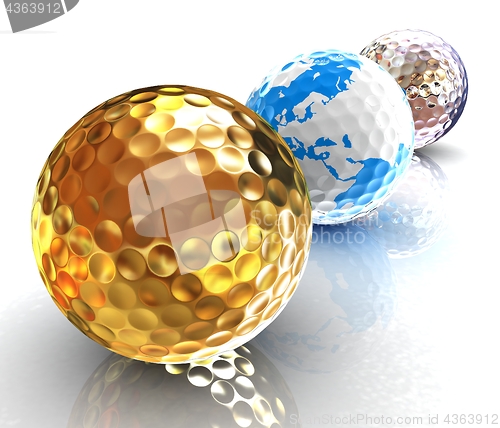 Image of Global golf winner concept with golf balls. 3d illustration