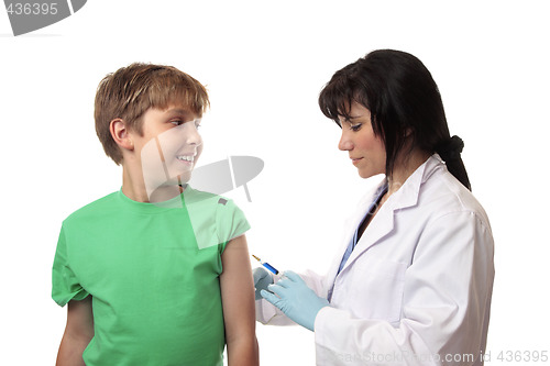 Image of Happy boy getting immunization shot