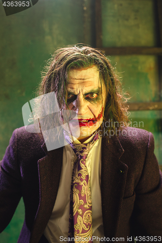 Image of Bloody Halloween theme: crazy joker face