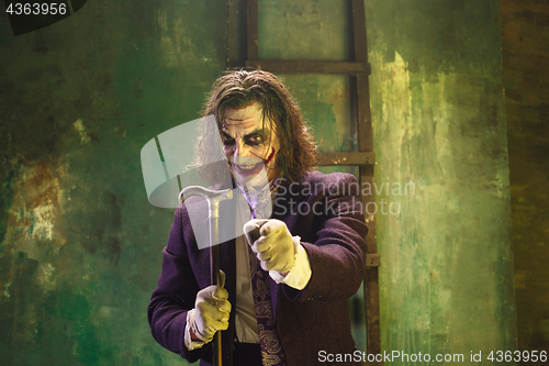 Image of Bloody Halloween theme: crazy joker face