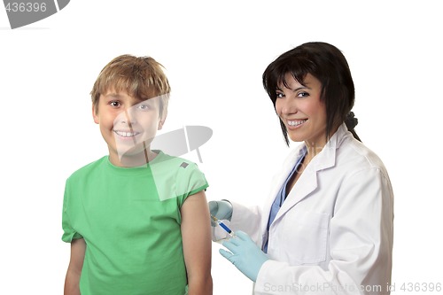 Image of Brave boy receives a vaccination