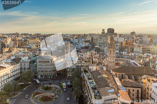 Image of Panoramic View Over Historic Center of Valencia, Spain.
