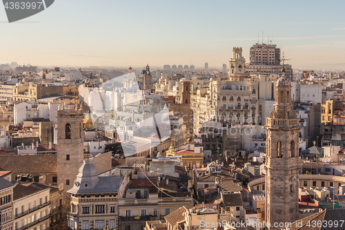 Image of Cityscape aerial view of buildings of Valencia, Spain.