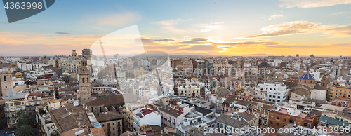 Image of Sunset Over Historic Center of Valencia, Spain.